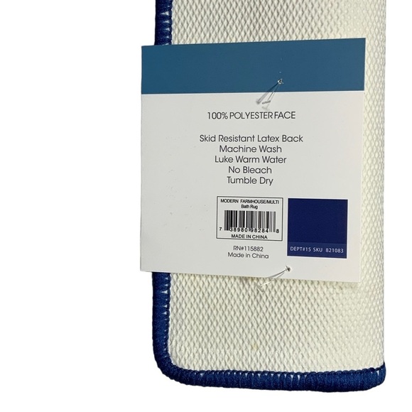 Modern Farmhouse Welcome Home Accent Mat Rug 20 x 32 Inch Blue White - Picture 6 of 14